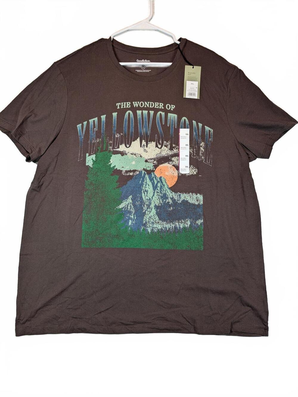 Goodfellow & Co The Wonder Of Yellowstone Scenic Graphic T-Shirt Mens XXL Brown